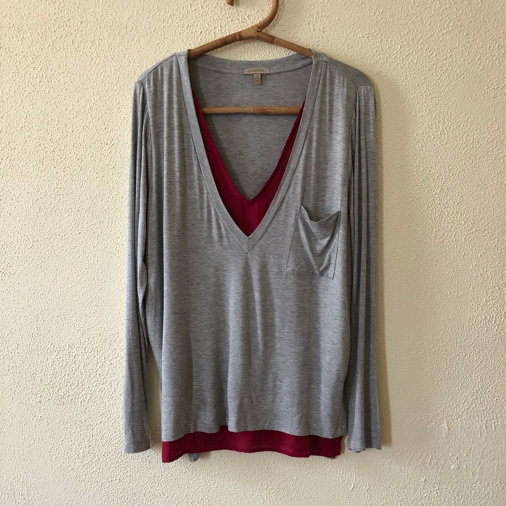 Anthropologie Layered V-Neck Tee L